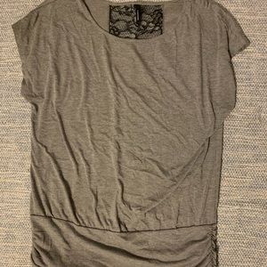 Maurices Gray Shirt With Black Lace